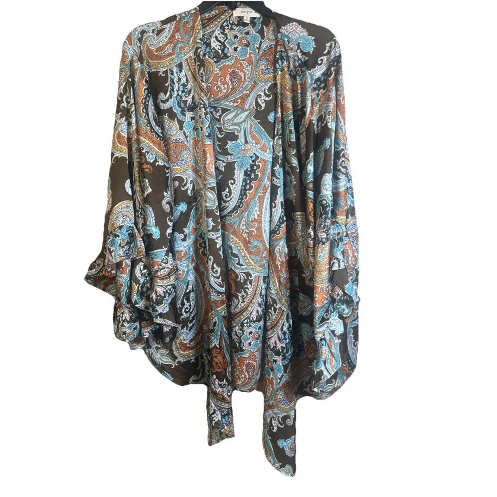 Umgee Plus Kimono Womens 1X Paisley Boho Shawl Lightweight Open Front